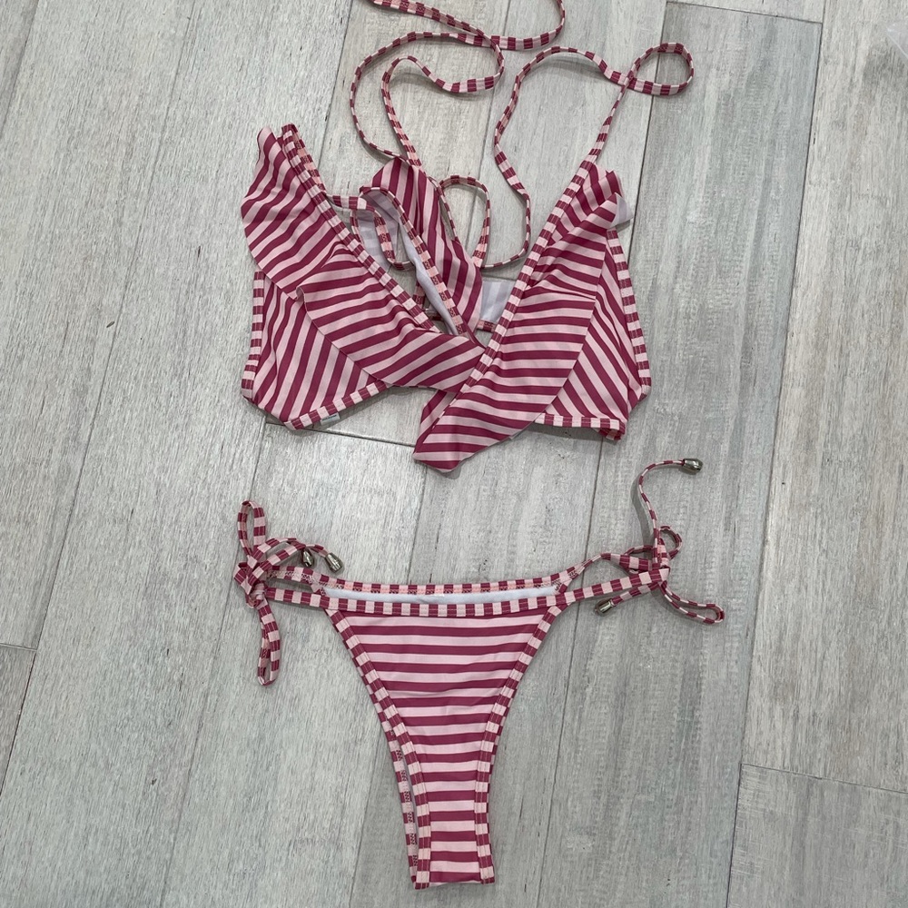 Pink Stripes Bikini Set